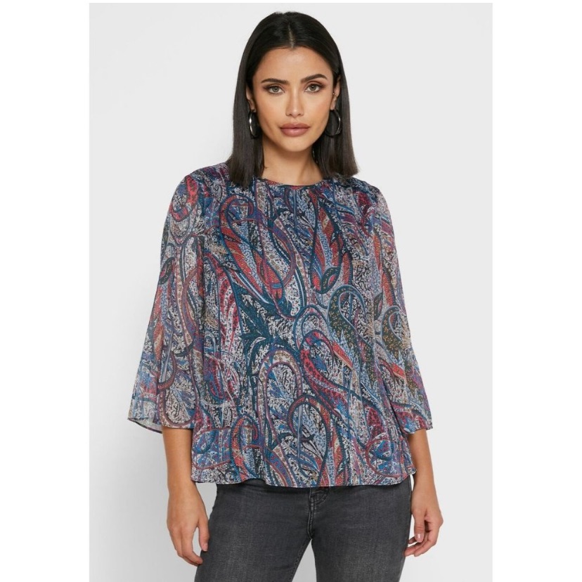 Ted Baker Beaatha Metallic Thread Paisley Blouse Size 4